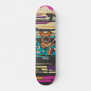 Gata Retro-Hund med Guitar Funny Mini Skateboard Bräda 18,5 Cm