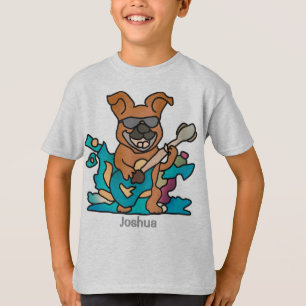 Gata Retro-Hund med Guitar   Funny T Shirt