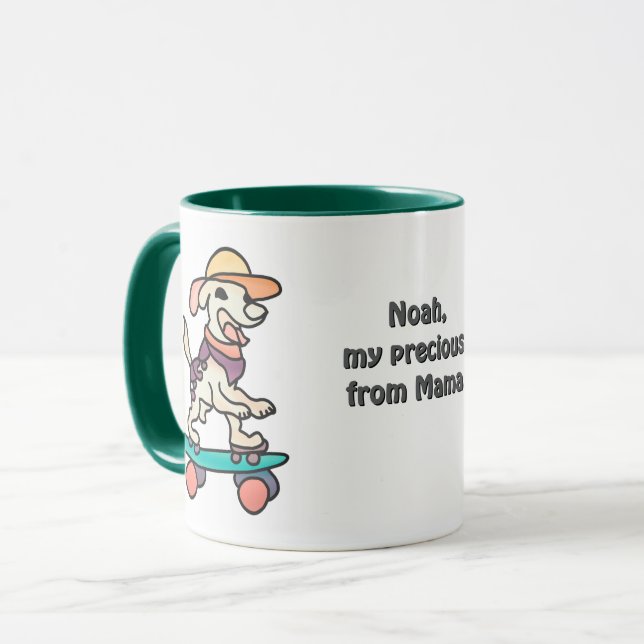 Gata Retro-Hund på Skateboard | Funny Mugg (Framsida vänster)