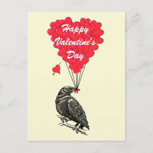 Gata Valentineser för kråka av ljus Helg Vykort