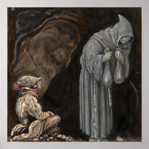 Gåtafigur i Hooded kappa med pojken Poster