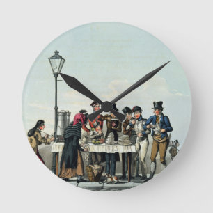 Gatafrukost som inristas av G.Hunt, 1825 Rund Klocka