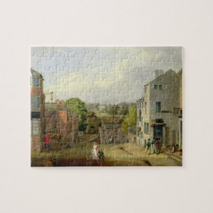 Gataplats i Chorley, Lancashire, med en Pussel