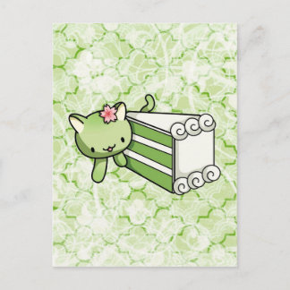 Gateau Matcha Kattunge Vykort