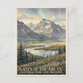 Gates of the Arctic Alaska Akvarell Vykort