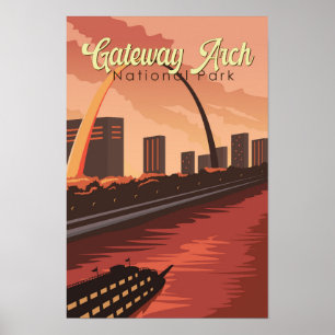 Gateway Arch National Park Illustration Resa Konst Poster