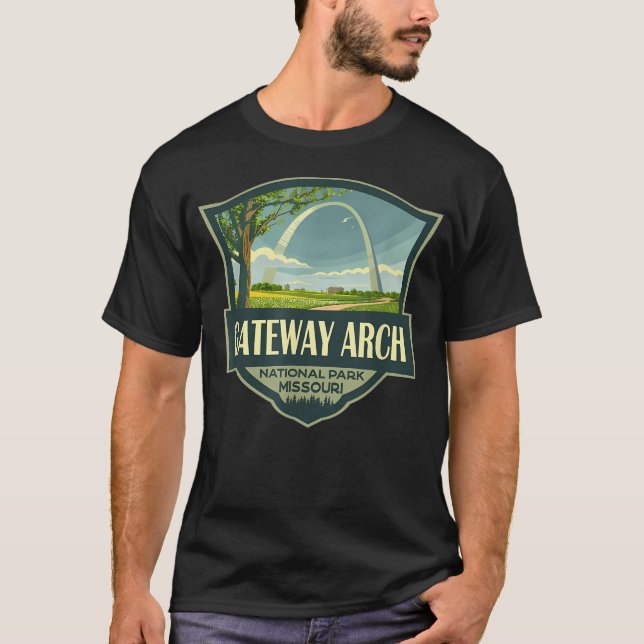 Gateway Arch National Park Illustration Retro T Shirt (Framsida)