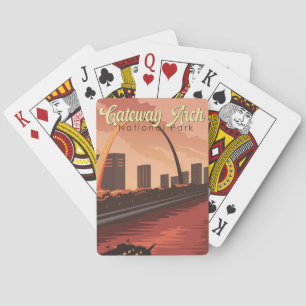 Gateway Arch National Park Illustration Travel Art Casinokort