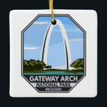 Gateway Arch National Park Missouri Julgransprydnad Keramik<br><div class="desc">Gatewayvektorteckningsdesign. Parken ligger i St. Louis,  Missouri,  nära Lewis- och Clark Expedition.</div>