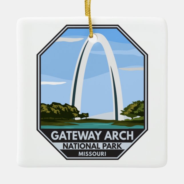 Gateway Arch National Park Missouri Julgransprydnad Keramik (Framsida)