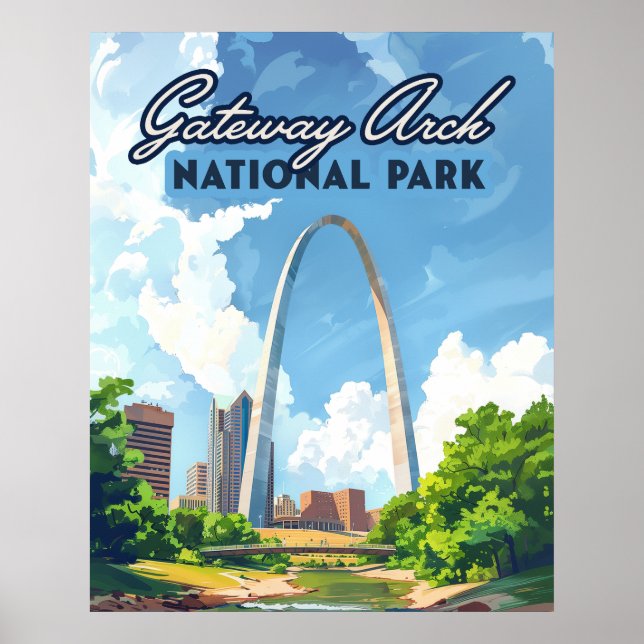 Gateway Arch National Park Missouri St Louis Retro Poster (Framsidan)