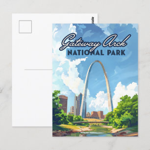 Gateway Arch National Park Missouri St Louis Retro Vykort