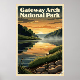 Gateway Arch National Park Retro Poster
