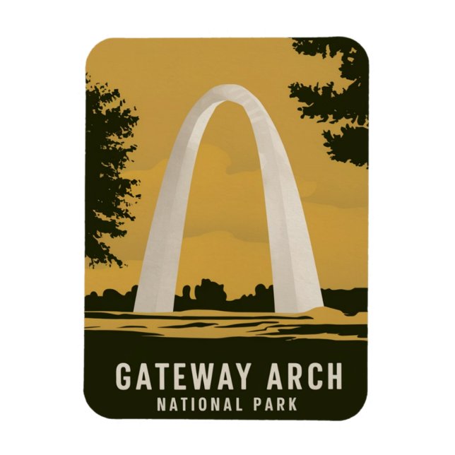 Gateway Arch National Park Retro Travel Art Magnet (Vertikal)