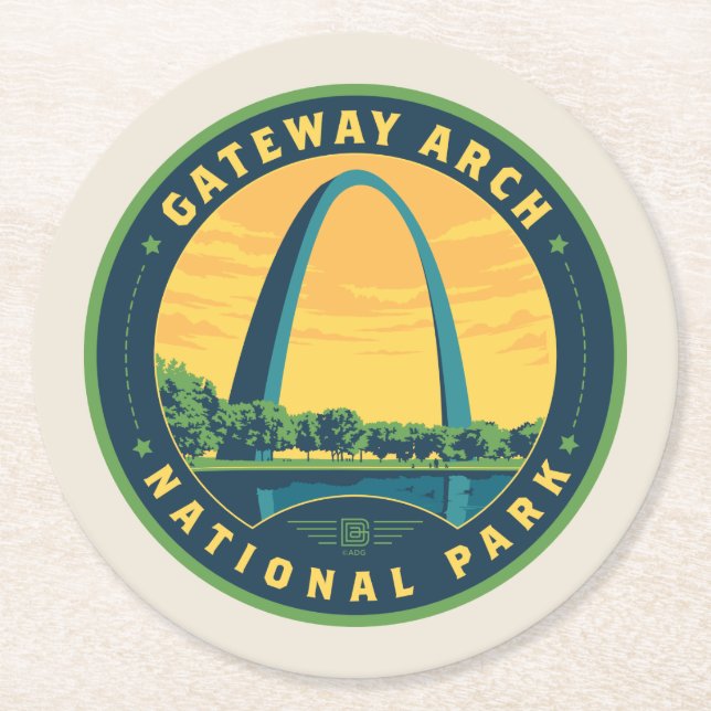 Gateway Arch National Park Underlägg Papper Rund (Framsidan)