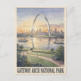 Gateway Arch National Park Watercolor Resa Vykort