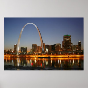 Gateway Arch St. Louis Mississippi på natten Poster