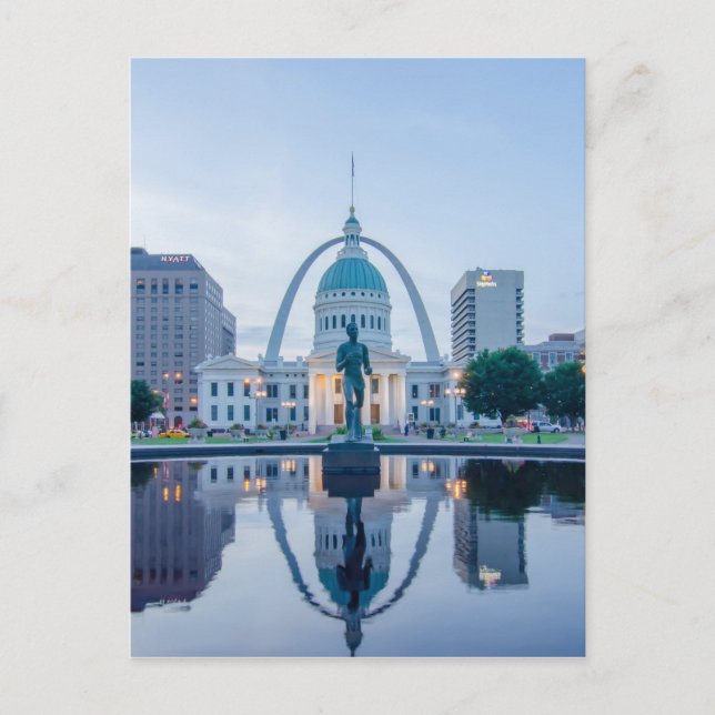 gateway arch st.louis missouri skyline nattetid vykort (Framsida)
