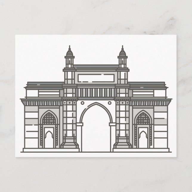 Gateway of India Mumbai World Landmark Vykort (Framsida)