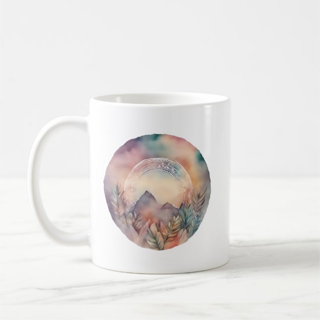Gateway to Serenity: Mountain and Foliage Kaffemugg (Vänster)