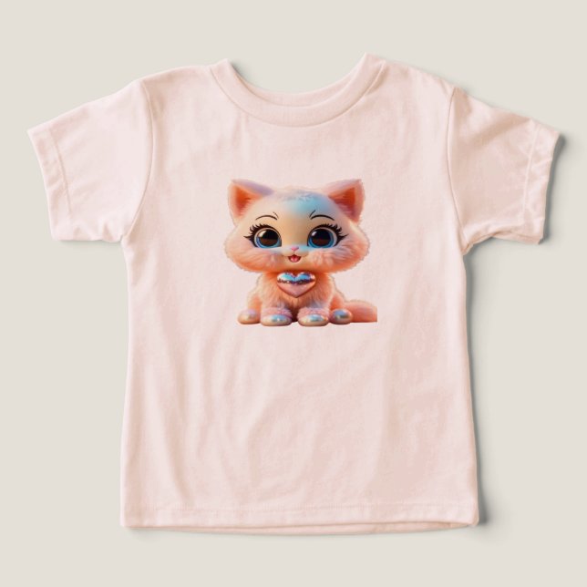 Gatinho bebê de pérola 3D fofo T Shirt (Design Framsida)