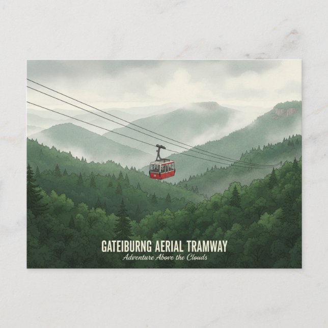Gatlinburg Aerial Tramway Tennessee Vykort (Framsida)