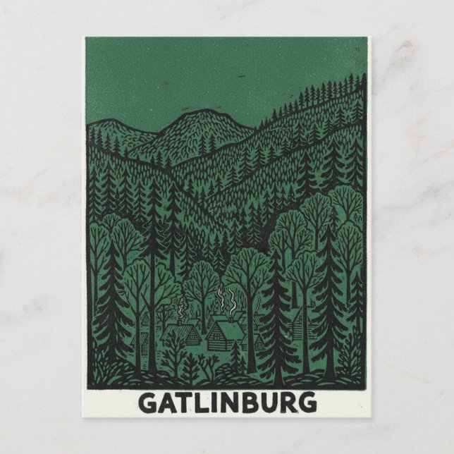 Gatlinburg Linjedrawing Vykort (Framsida)