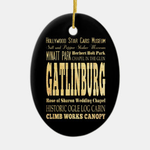 Gatlinburg stad av Tennessee typografikonst Julgransprydnad Keramik