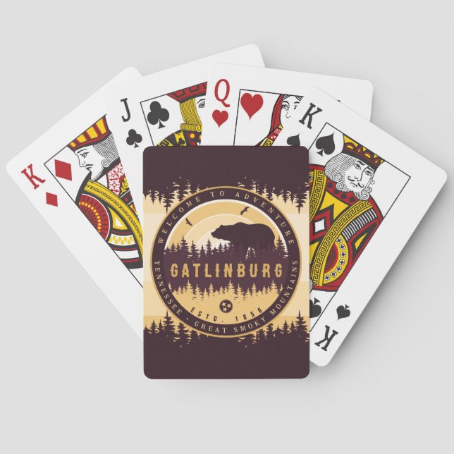 Gatlinburg Tennessee Bear Gräs Träd Nature Casinokort (Baksidan)