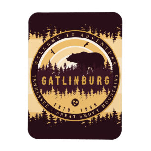 Gatlinburg Tennessee Bear Gräs Träd Nature Magnet