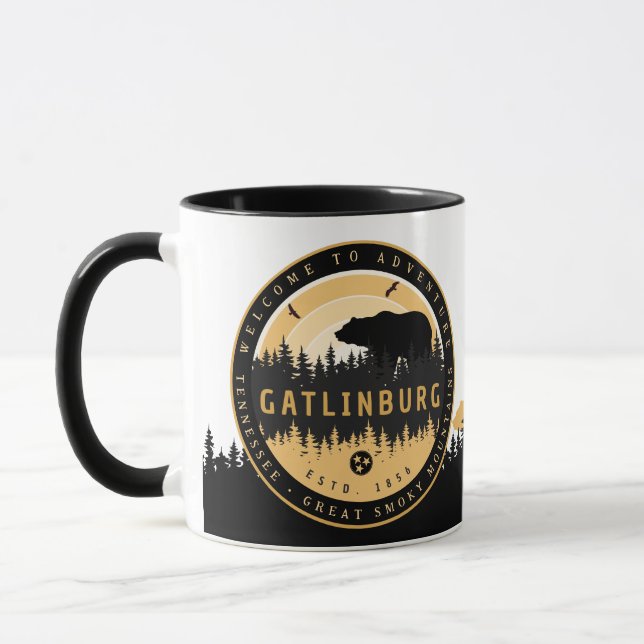 Gatlinburg Tennessee Bear Gräs Träd Nature Mugg (Vänster)
