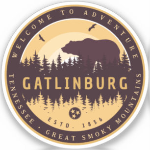 Gatlinburg Tennessee Bear Gräs Träd Nature Vintage Klistermärken