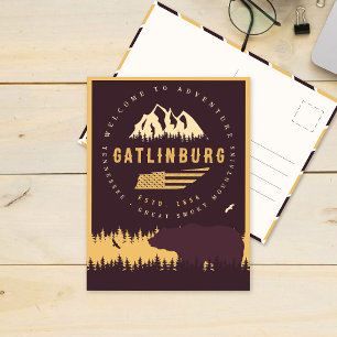 Gatlinburg Tennessee Bear Gräs Träd Nature Vykort