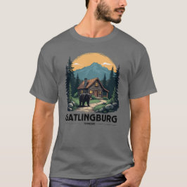 Gatlinburg Tennessee Cabin and Black Bear T Shirt