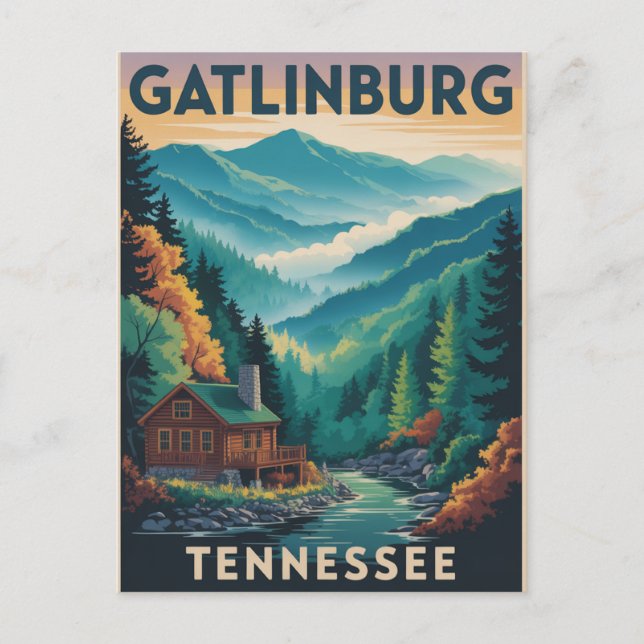 Gatlinburg Tennessee Great Smoking Mountains Paint Vykort (Framsida)