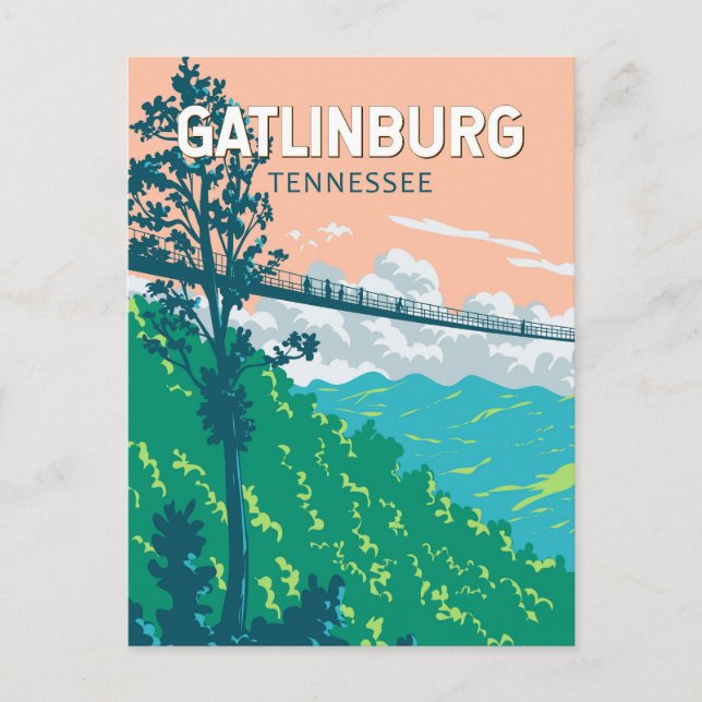 Gatlinburg Tennessee Illustration Resemotiv Konst Vykort (Framsida)