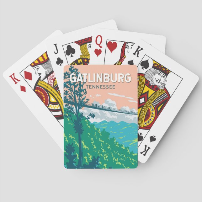 Gatlinburg Tennessee Illustration Travel Art Casinokort (Baksidan)