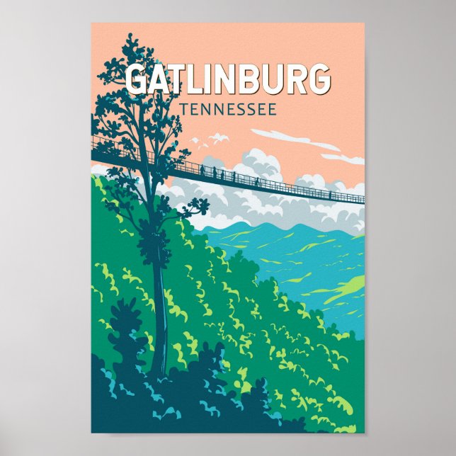 Gatlinburg Tennessee Illustration Travel Art Poster (Framsidan)