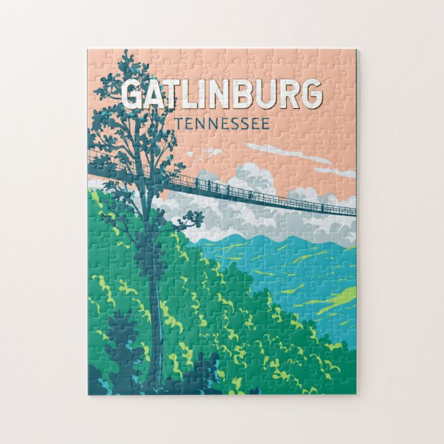 Gatlinburg Tennessee Illustration Travel Art Pussel (Vertikal)