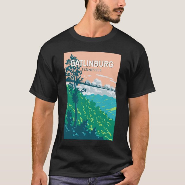 Gatlinburg Tennessee Illustration Travel Art T Shirt (Framsida)