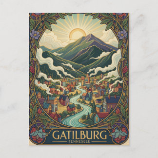 Gatlinburg Tennessee Illustration Vintage design Vykort