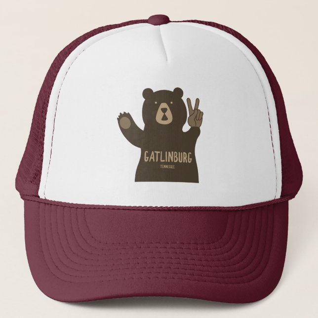 Gatlinburg Tennessee Peace Bear Keps (Framsida)