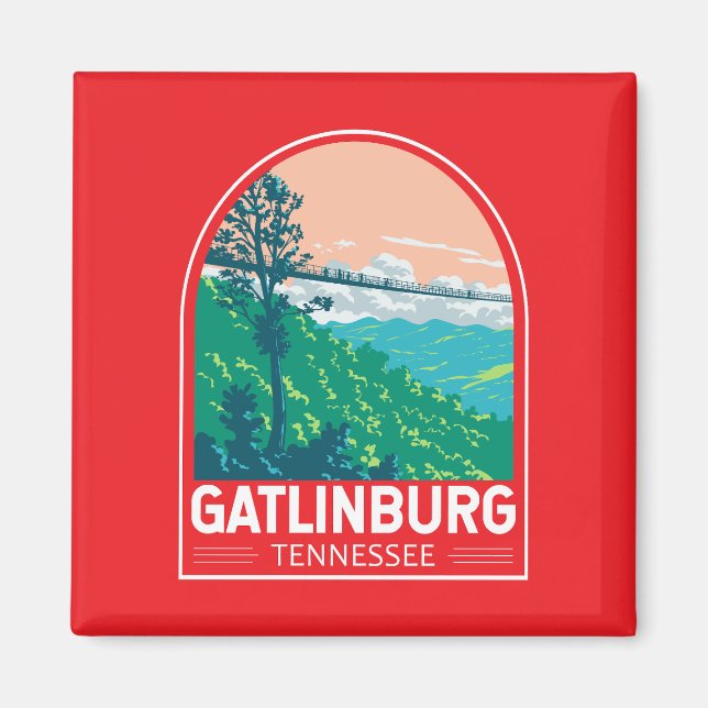 Gatlinburg Tennessee Resa Konst Emblem Magnet (Framsidan)