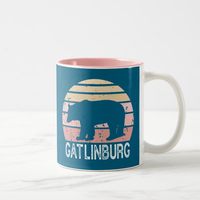 Gatlinburg Tennessee Retro Bear Två-Tonad Mugg (Höger)