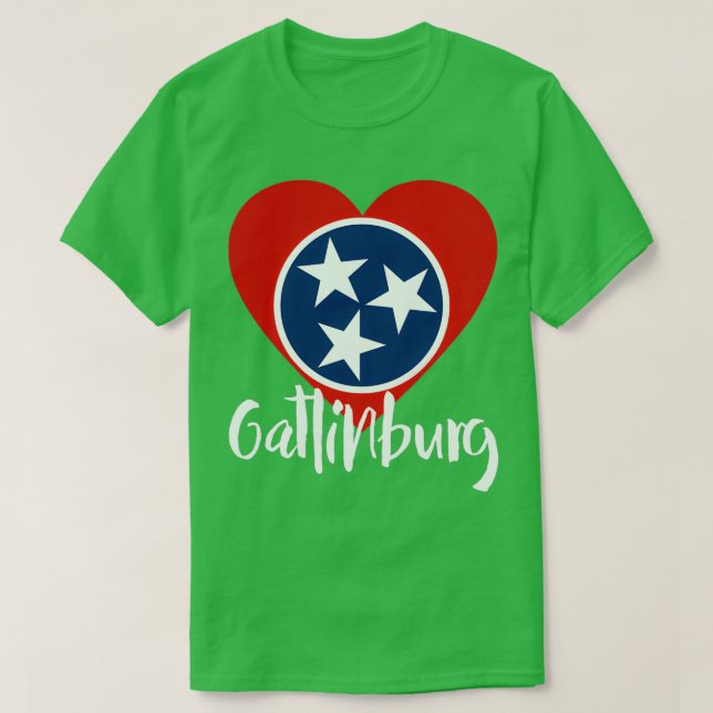 Gatlinburg Tennessee TN Hjärtformade Statlig flagg T Shirt (Design framsida)