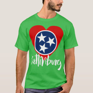 Gatlinburg Tennessee TN Hjärtformade Statlig flagg T Shirt