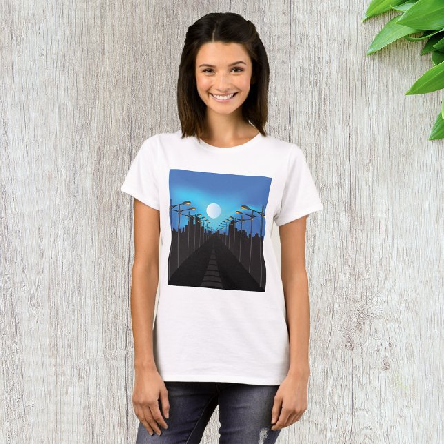 Gatlyktor Och Måne T Shirt (Skapare uppladdad)