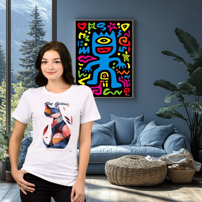 Gato Abstracto Curioso T Shirt (Skapare uppladdad)
