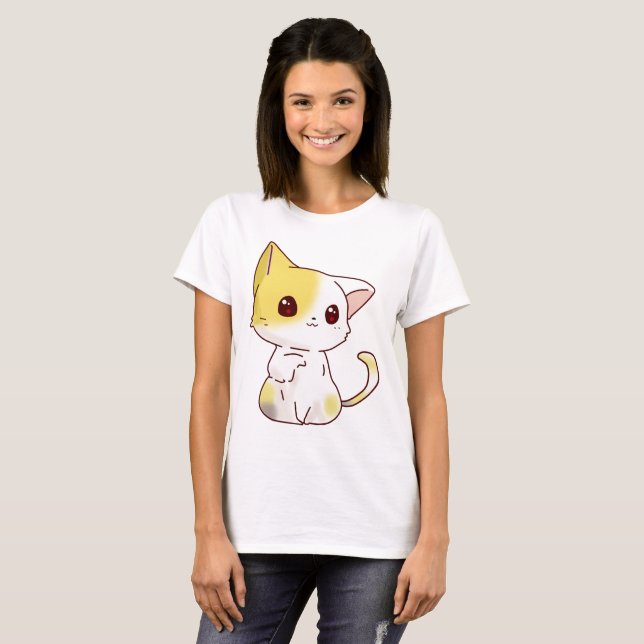 Gato Kawaii T Shirt (Hel framsida)