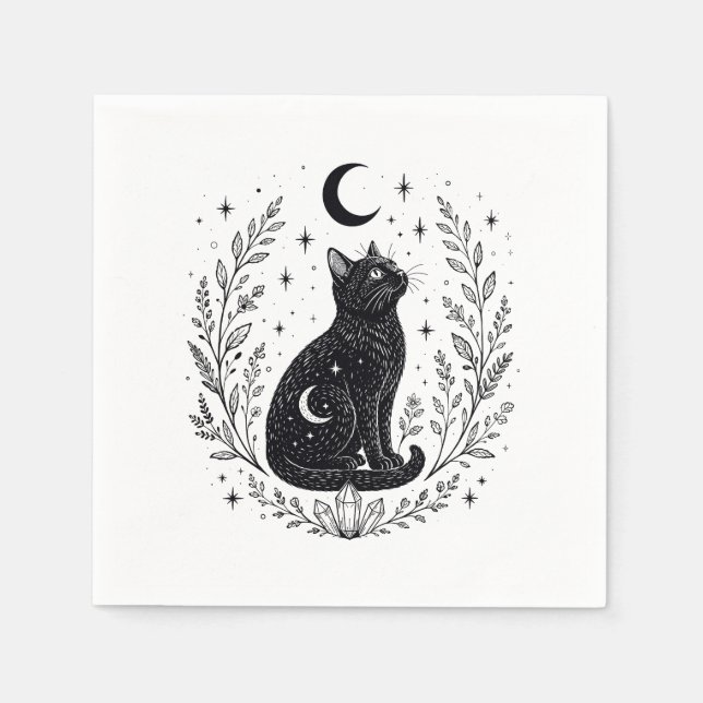 Gato místico bajo la luna pappersservett (Framsidan)